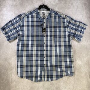 Pacific Outfitters Shirt Men 3XL Blue Plaid Short Sleeve Button Non Iron Wicking